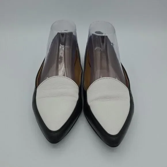 Everlane Women's Modern Point Flat Italian Leather Black and White Size 8 - Picture 3 of 8